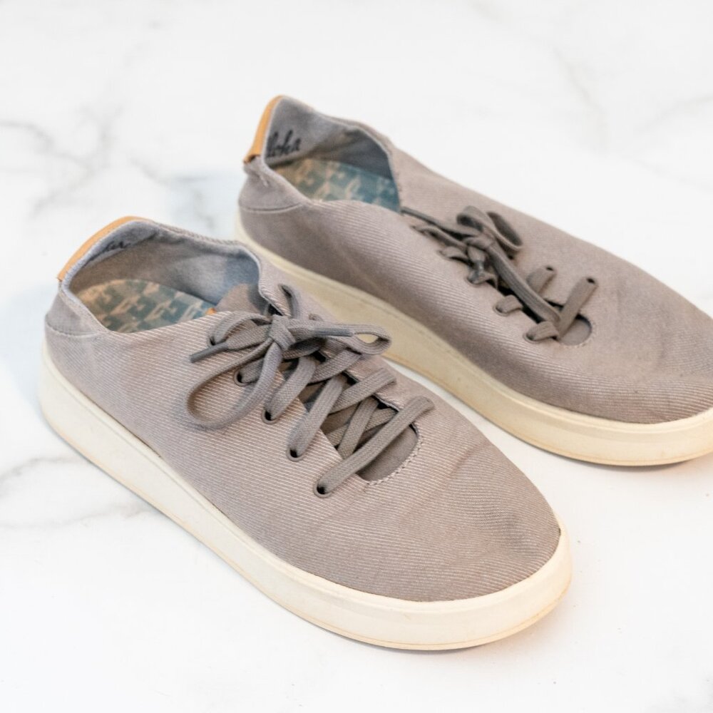 Olukai Ki'ihele Li Gray Lace Up Canvas Sneakers Shoes Women’s Size 7 - Picture 2 of 5